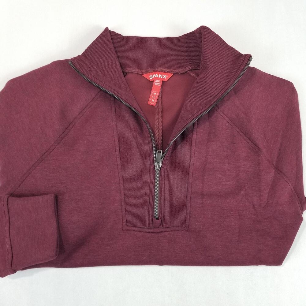 SPANX AirEssentials Pullover Womens Medium Burgundy Brushed Half Zip Tunic NWT - Picture 11 of 14